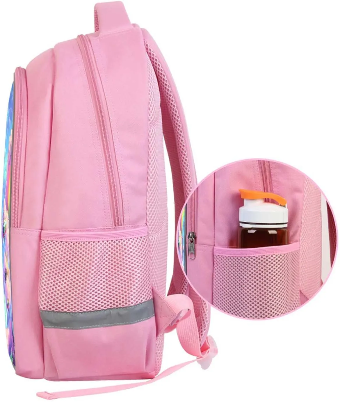 Kids Backpack for Girls, Teens Back Pack for Elementary Primary, Dreamy Rainbow City Print Bookbag, Pink School Bag for Children Students Aged 6 