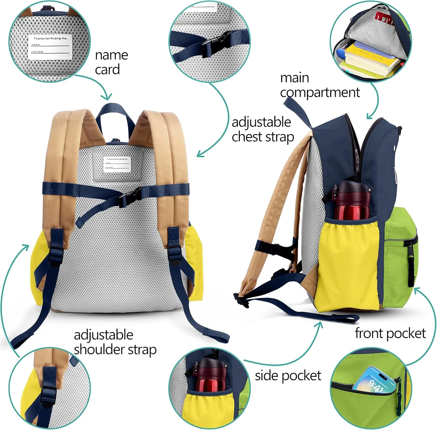 Kids' Backpacks for Girls & Boys - Kindergarten & Elementary School, Small Child Toddler Backpack, 13" H, Ages 3-5