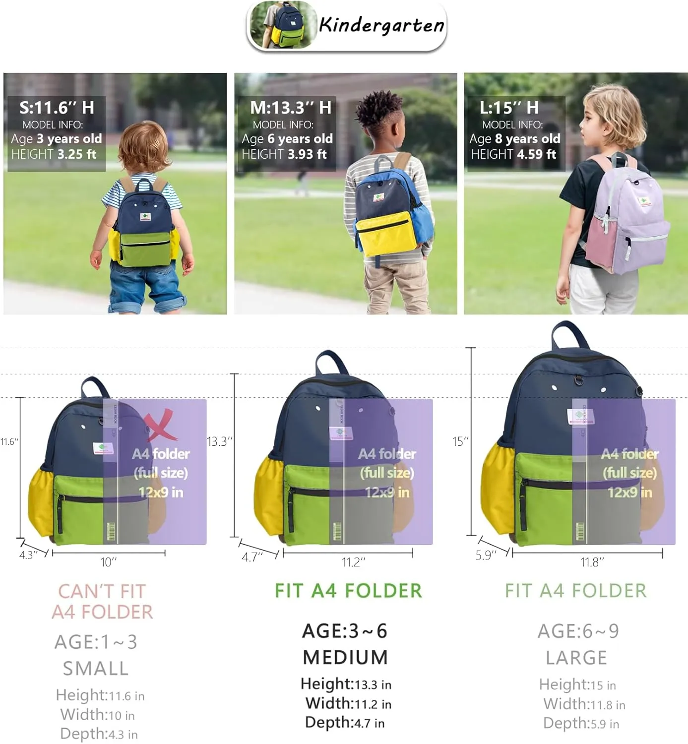 Kids' Backpacks for Girls & Boys - Kindergarten & Elementary School, Small Child Toddler Backpack, 13" H, Ages 3-5
