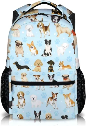 Kids Bookbag for Girls Boys 8-12, Cute Dog School Backpacks for Gift, Dogs Theme Gift, Leisure Boys Girls Bookbag for School Travel Hiking Preschool Elementary Kindergarten