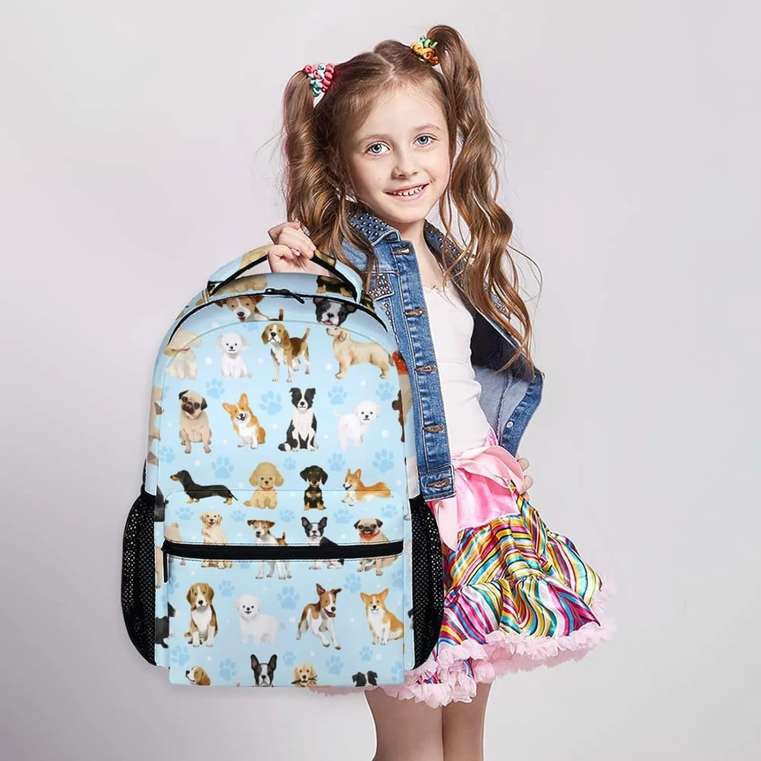 Kids Bookbag for Girls Boys 8-12, Cute Dog School Backpacks for Gift, Dogs Theme Gift, Leisure Boys Girls Bookbag for School Travel Hiking Preschool Elementary Kindergarten