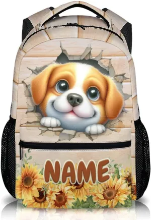 Kids School Backpacks, Custom Dog Backpack for Boys Girls 6-8, 17 Inch Pet Themed Bookbag for School Travel Vacation Picnic