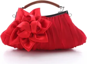kingluck Floral Embellish Sheer Chiffon Exterior Party Clutch-evening Out Collection, Red, 24x12x4cm