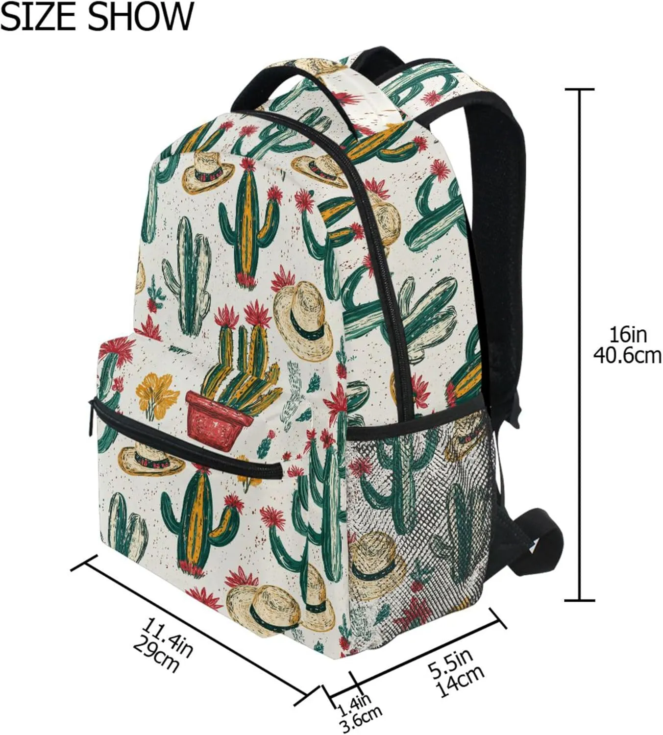 KLL Backpacks for Men and Women Fashion Personal Backpack with Chest Strap for Business Work College Travel Trip Western Cowboy Boho Cactus Primitive Charm Sparkling