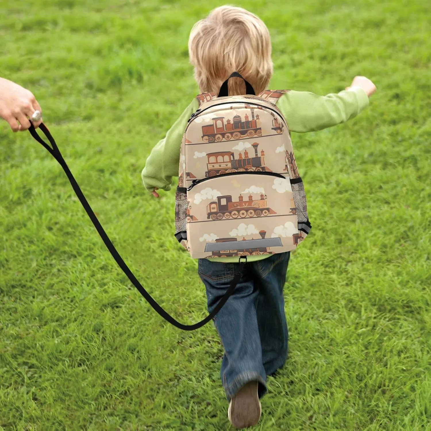 KLL Funny Steam Train Bronze Boys Backpacks Water Resistant Mini Bookbag Travel Outdoor Daypack