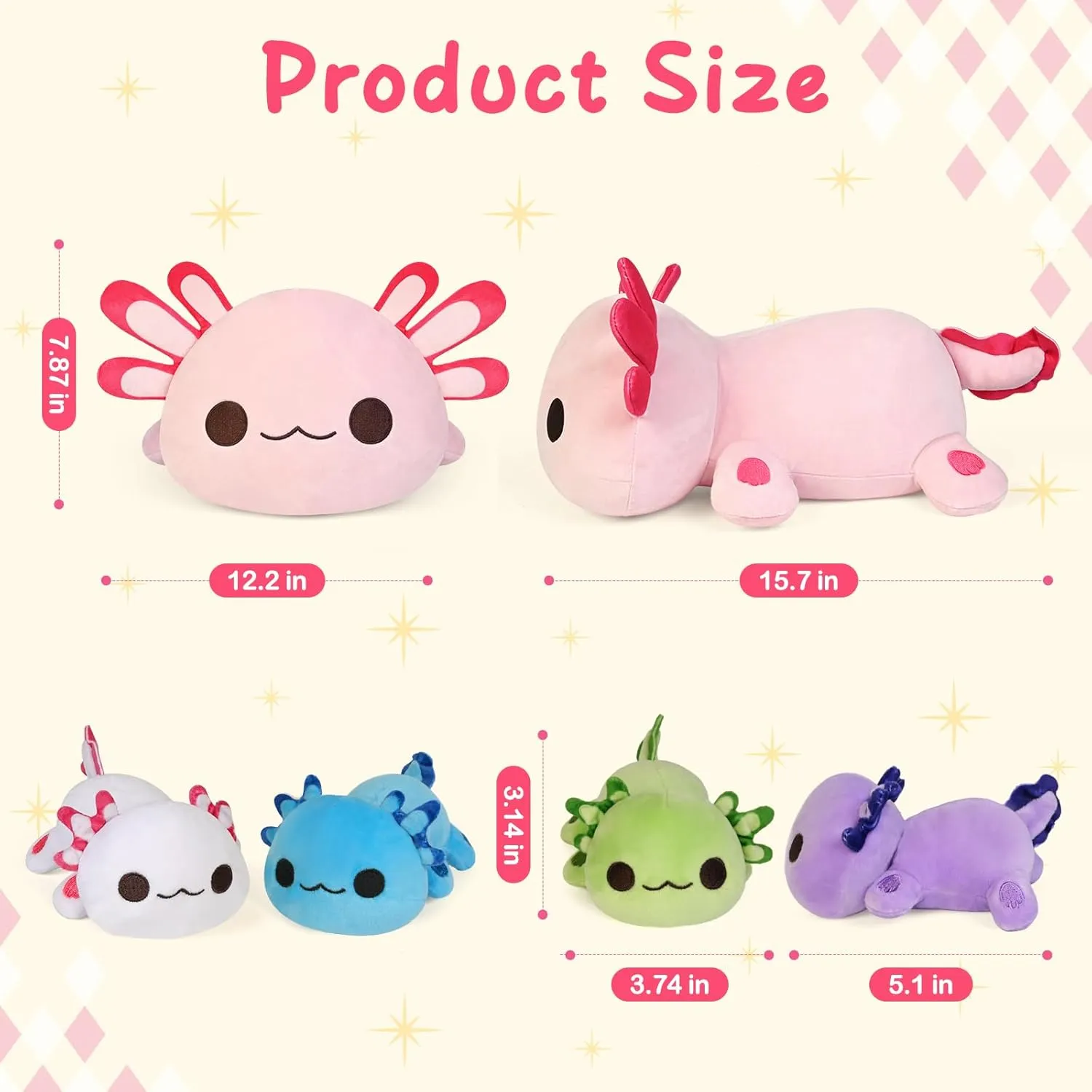 KMUYSL Axolotl Plush Toys for Ages 3 4 5 6 7 8  Year Old- Axolotl Mommy Stuffed Animal with 4 Baby Axolotls in Her Tummy, Plush Toys Set, Christmas Birthday Gifts for Baby, Toddler, Kids