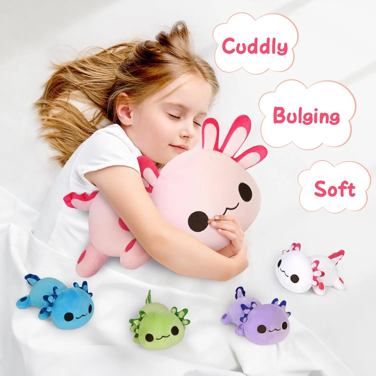 KMUYSL Axolotl Plush Toys for Ages 3 4 5 6 7 8  Year Old- Axolotl Mommy Stuffed Animal with 4 Baby Axolotls in Her Tummy, Plush Toys Set, Christmas Birthday Gifts for Baby, Toddler, Kids
