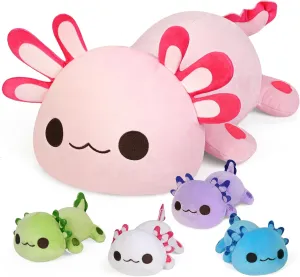 KMUYSL Axolotl Plush Toys for Ages 3 4 5 6 7 8  Year Old- Axolotl Mommy Stuffed Animal with 4 Baby Axolotls in Her Tummy, Plush Toys Set, Christmas Birthday Gifts for Baby, Toddler, Kids