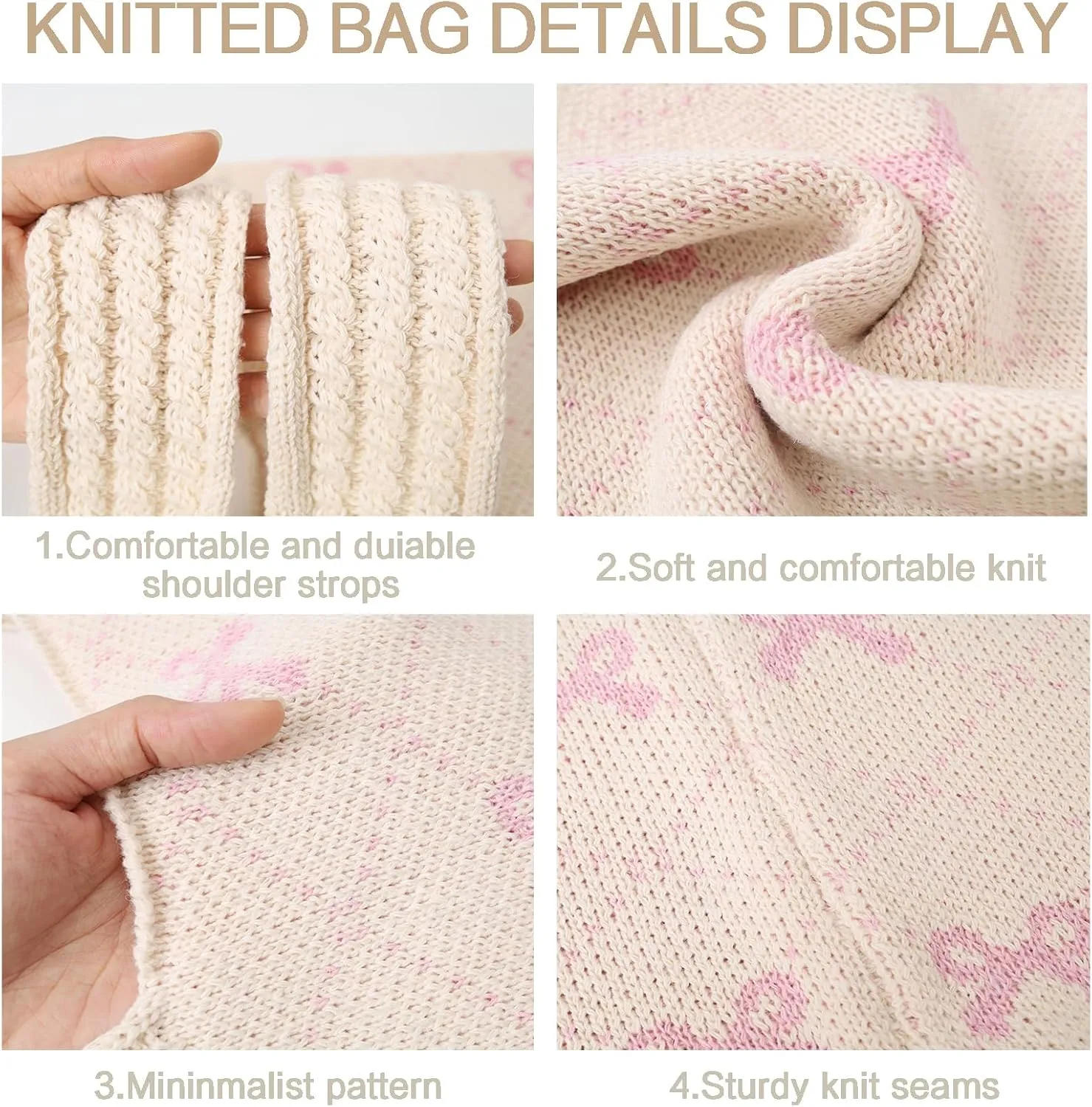 Knitted Shoulder Tote Bag Large Crochet Beach Bag Hobo Bag Aesthetic Tote Handbags for Women