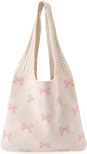 Knitted Shoulder Tote Bag Large Crochet Beach Bag Hobo Bag Aesthetic Tote Handbags for Women
