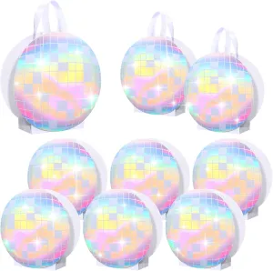 Kolldenn 24 Pcs Disco Ball Holographic Gift Bags Disco Party Favor Iridescent Paper Treat Bags 70s 80s 90s Birthday Party Supplies with Handles for Candy Goodies Wedding Bachelorette Decorations