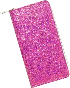 KUKOO Glitter Wallet for Women Shiny Long Phone Clutch Purse Ladies Card Holder