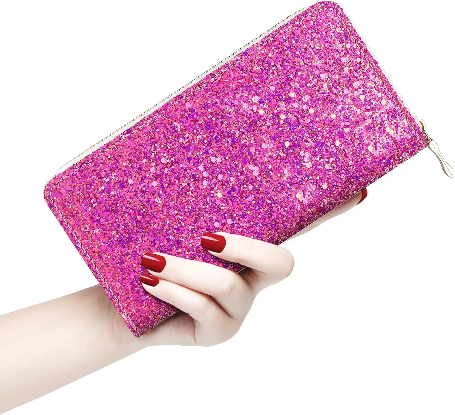 KUKOO Glitter Wallet for Women Shiny Long Phone Clutch Purse Ladies Card Holder