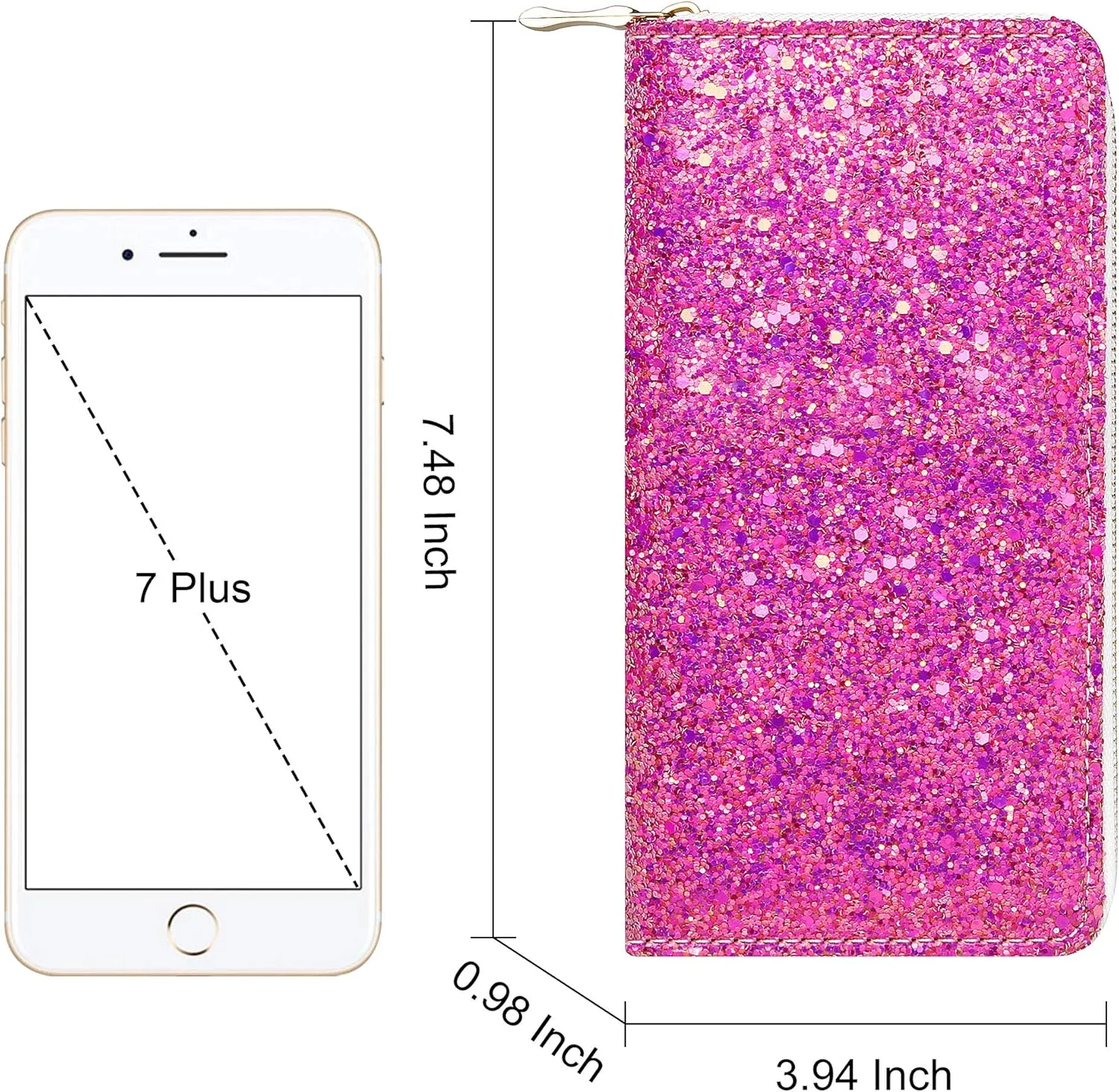 KUKOO Glitter Wallet for Women Shiny Long Phone Clutch Purse Ladies Card Holder