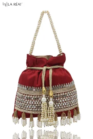 La Reat's Syna Spark  Women's Bridal Fancy Party Hand Embroidery Potli Bags, Ladies Purse Wallets, Evening Clutches, Handbags.