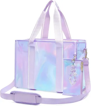 Large Beach Tote Bags for Women, 26L Iridescent Clear Tote Bag, Waterproof Tip-Proof Tote Bag for Beach, Gym