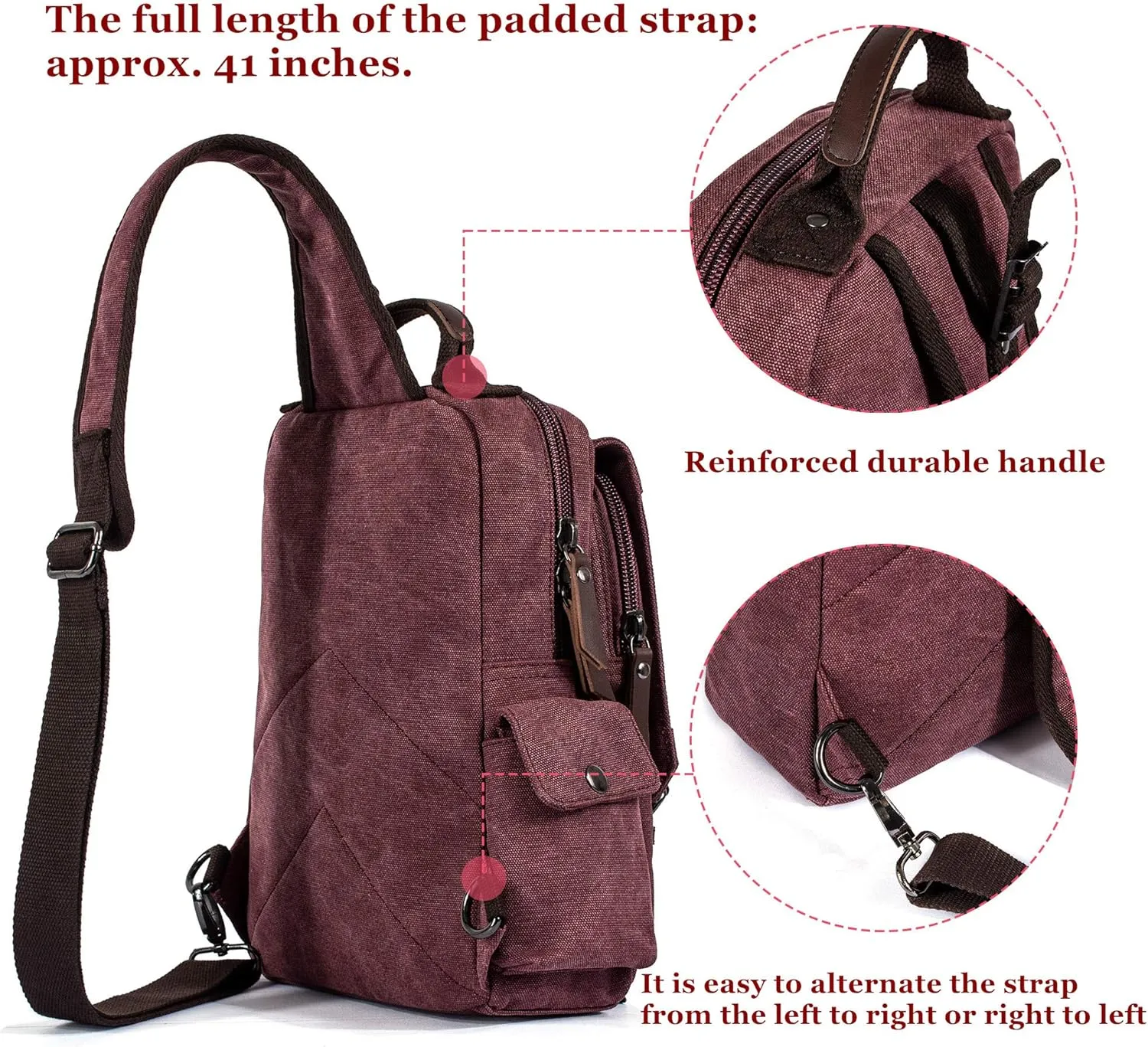 Leaper Retro Crossbody Bag Sling Bag Canvas Messenger Bag for Men Women Shoulder Bag Crossbody Handbags Satchel Travel Bag