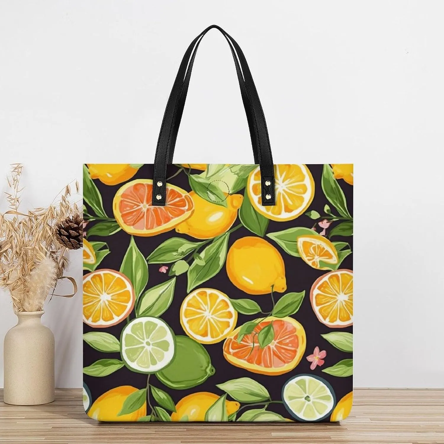 Leather Handbag for Women Tote Bag with Magnetic Buckle Japanese Spring Plum Floral Crossbody Bag Shoulder Bags