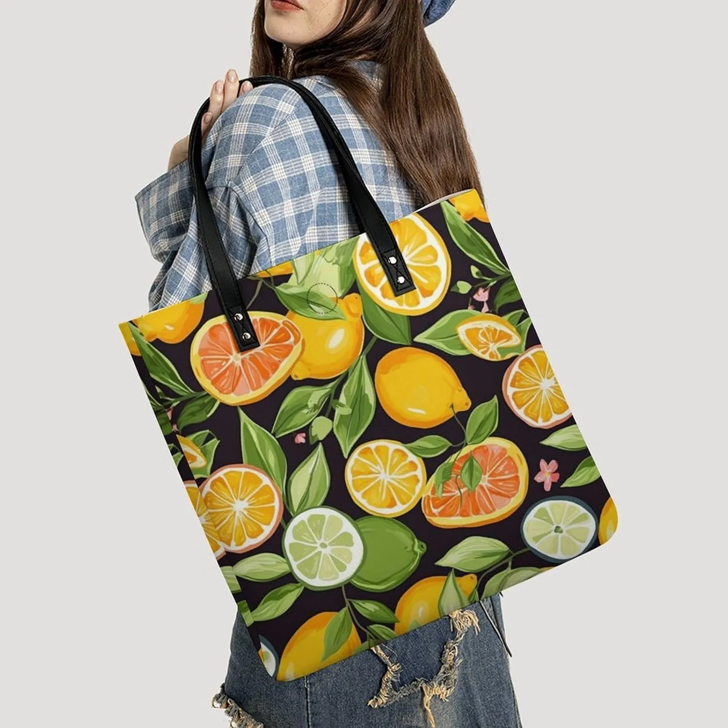 Leather Handbag for Women Tote Bag with Magnetic Buckle Japanese Spring Plum Floral Crossbody Bag Shoulder Bags