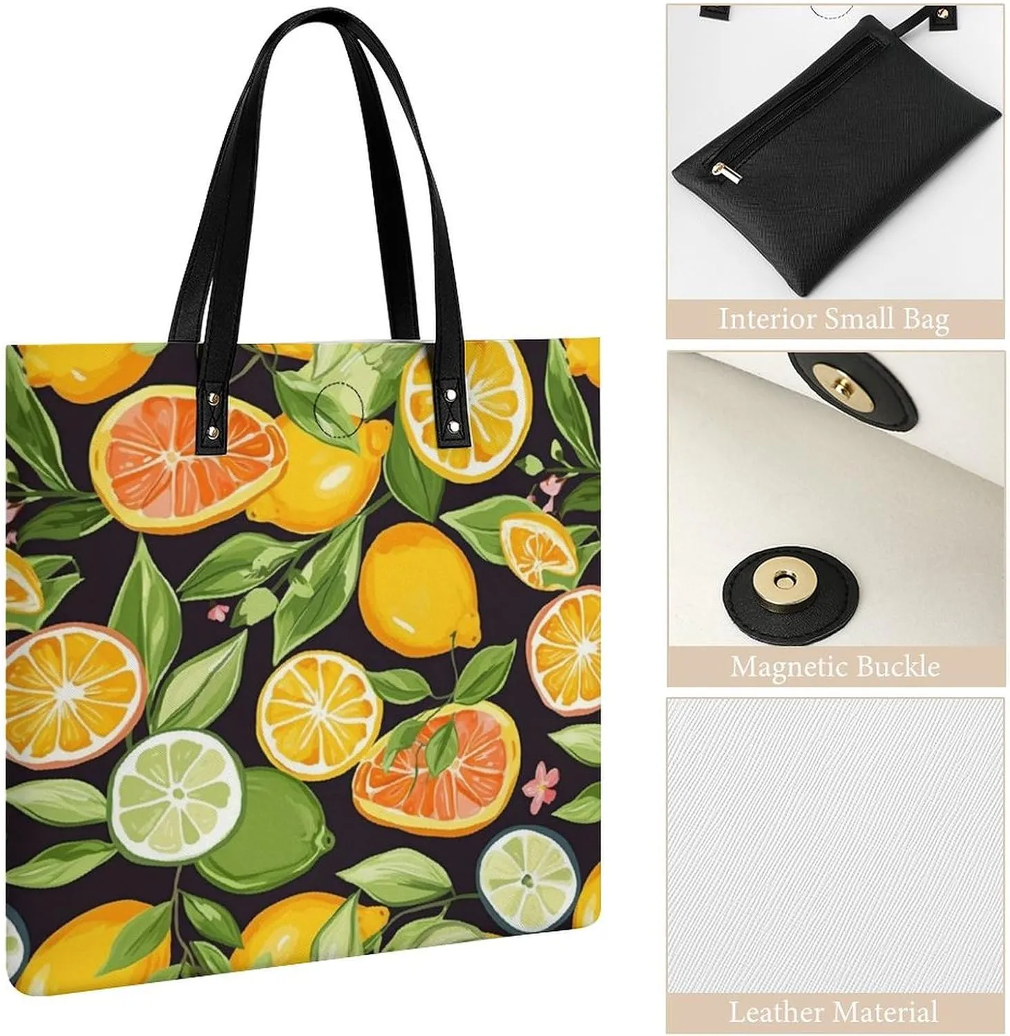 Leather Handbag for Women Tote Bag with Magnetic Buckle Japanese Spring Plum Floral Crossbody Bag Shoulder Bags