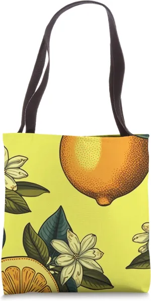 Lemon Fruit Boho Aesthetic Vintage Botanical Floral Tote Bag