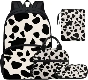 Leopard Print Middle School Backpacks for Girls with Lunchbox Casual Boys School Bag 12 to 14 Years Old Keep Warm Lunch Bag for Great Gifts for Friends