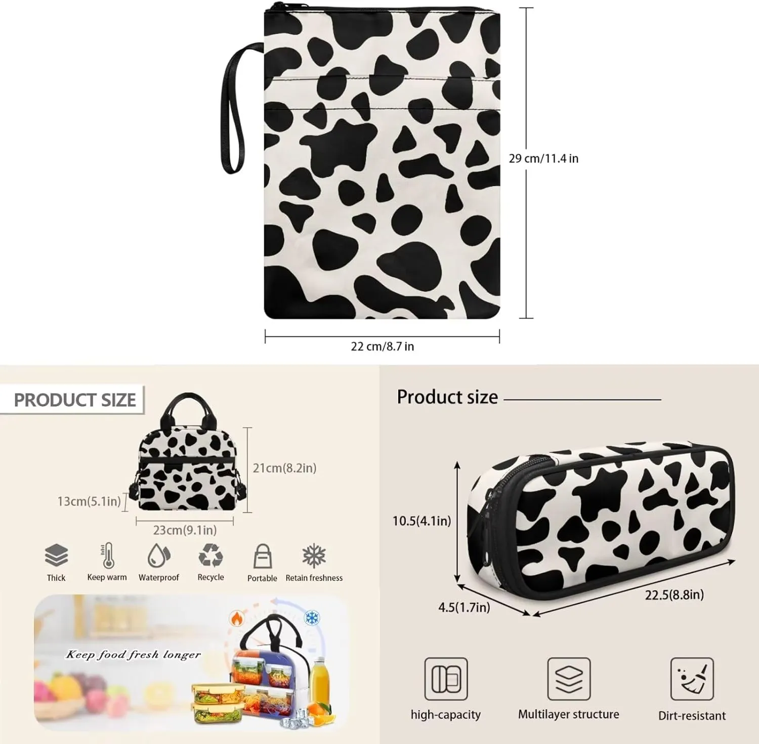 Leopard Print Middle School Backpacks for Girls with Lunchbox Casual Boys School Bag 12 to 14 Years Old Keep Warm Lunch Bag for Great Gifts for Friends