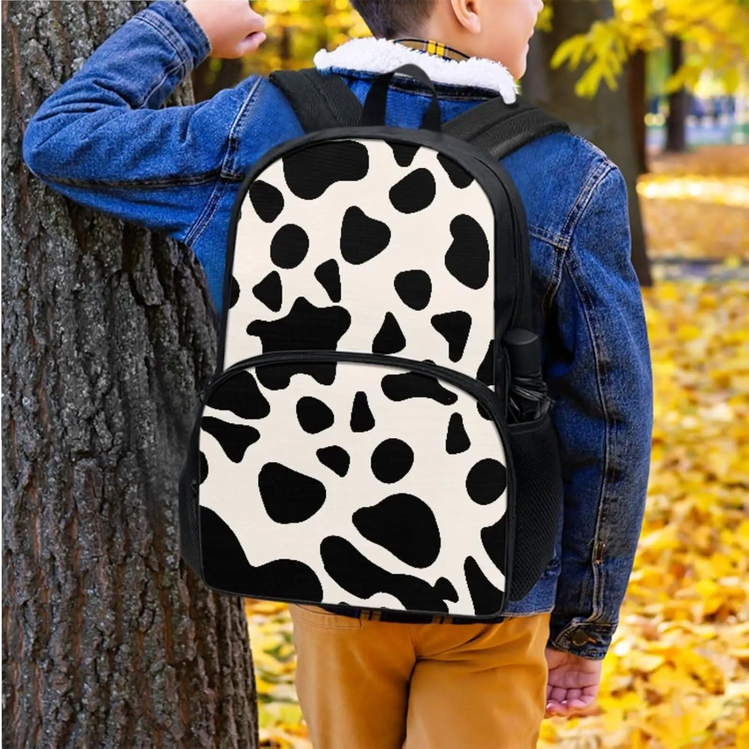 Leopard Print Middle School Backpacks for Girls with Lunchbox Casual Boys School Bag 12 to 14 Years Old Keep Warm Lunch Bag for Great Gifts for Friends