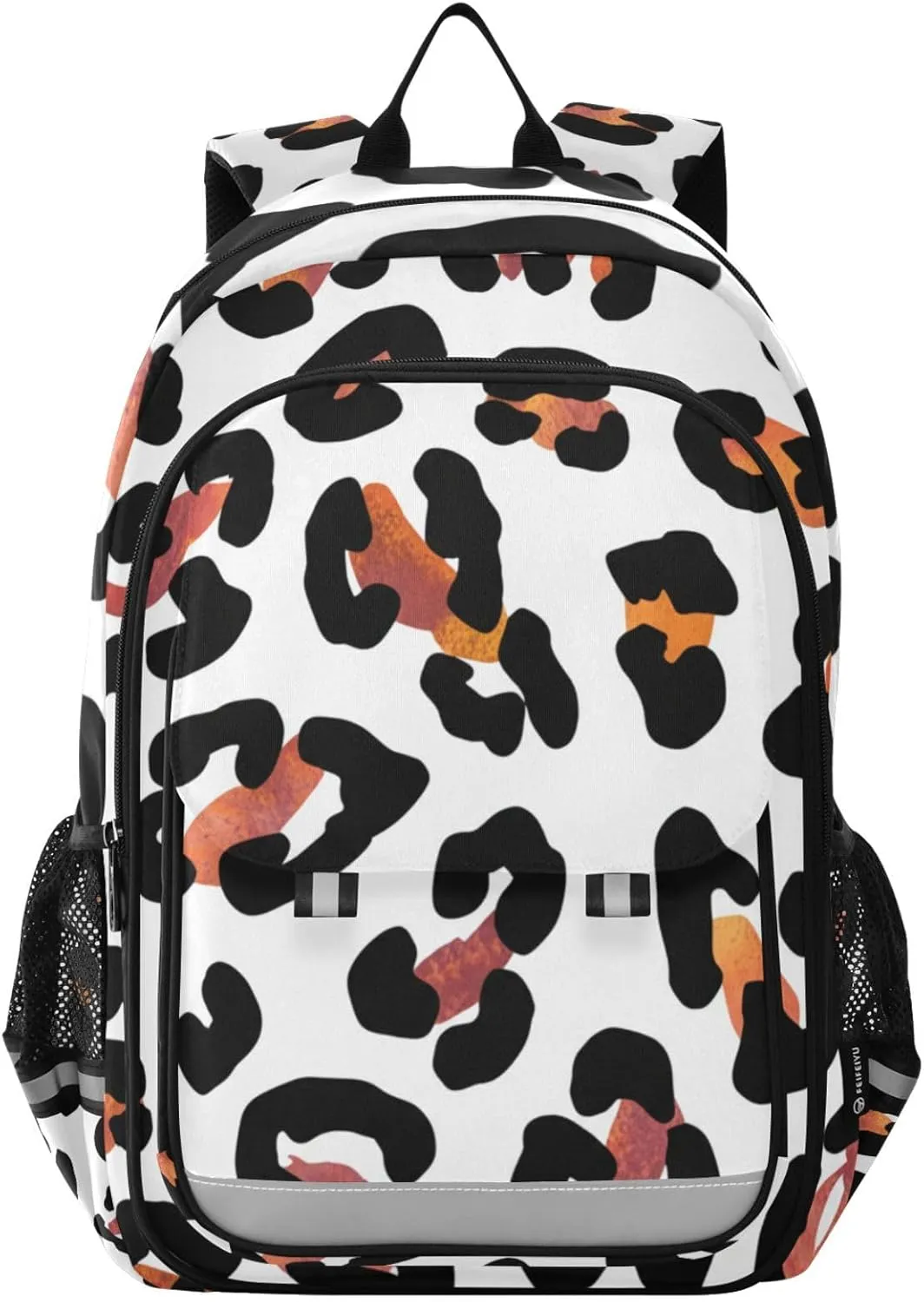 Leopard Print White Kids Bookbags, Cute Girl Backpack, Kids Sports Backpack