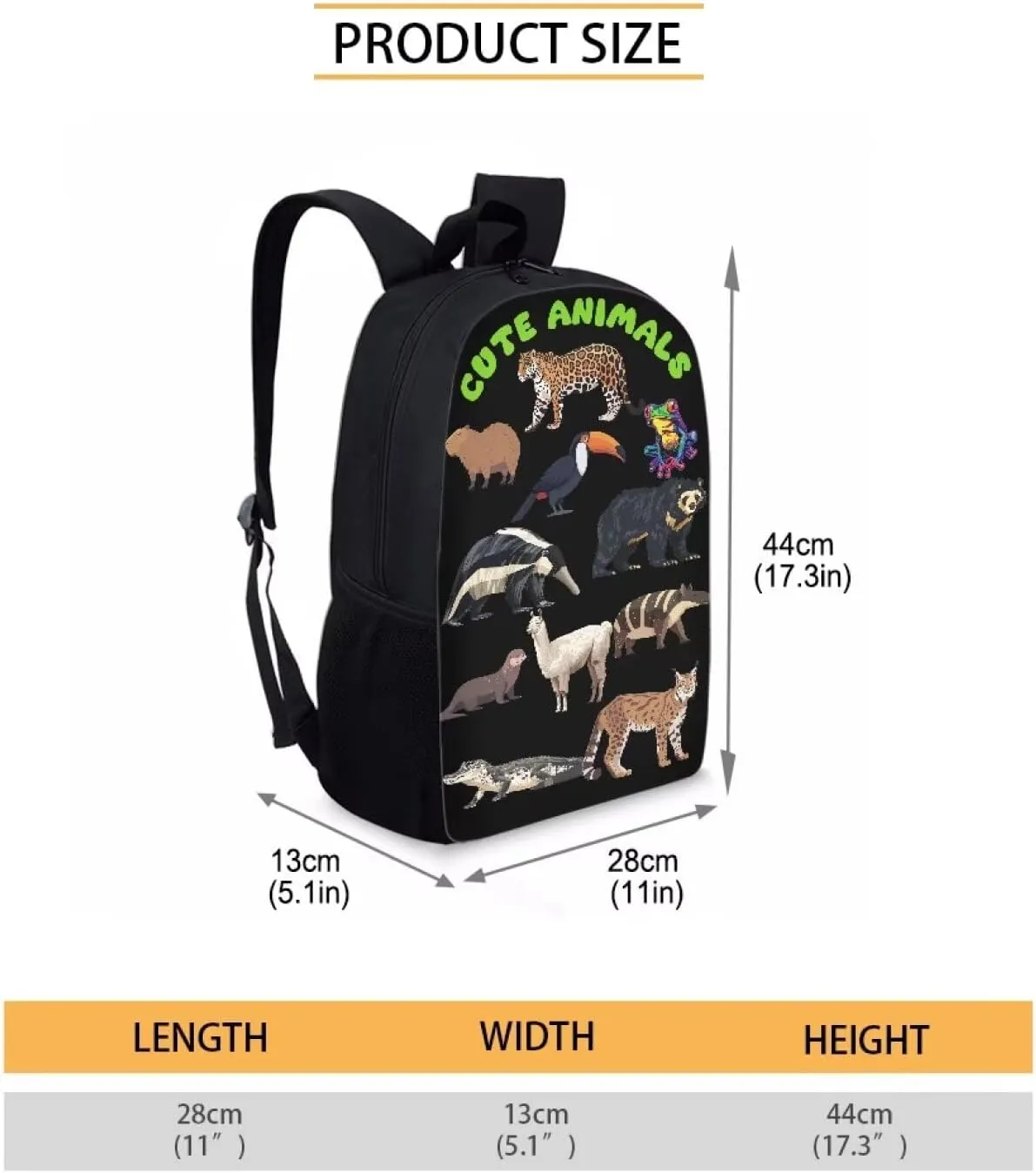 Leopard Red Eye Frog Alligator Print Kids Backpack for Boys Girls Elementary Cute Zoo Animal School Bag 17 inch Multifunctional Large Capacity Durable Travel Backpack