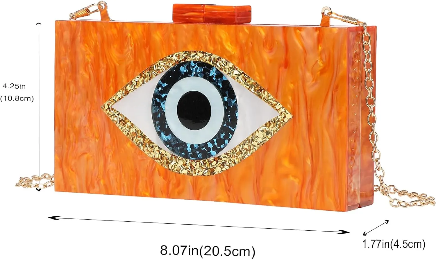 LETODE Clutch Purses for Women-Evil Eye Acrylic Clutch Glitter Purse Evening Bag Chain Shoulder Crossbody Handbags