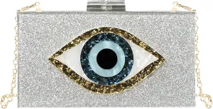 LETODE Clutch Purses for Women-Evil Eye Acrylic Clutch Glitter Purse Evening Bag Chain Shoulder Crossbody Handbags