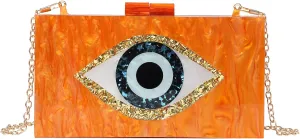 LETODE Clutch Purses for Women-Evil Eye Acrylic Clutch Glitter Purse Evening Bag Chain Shoulder Crossbody Handbags