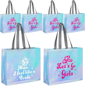 Let's Go Girls Iridescent Gift Bags - Holographic Bachelorette Gift Bags - Glossy Party Favor Bridesmaid Bags
