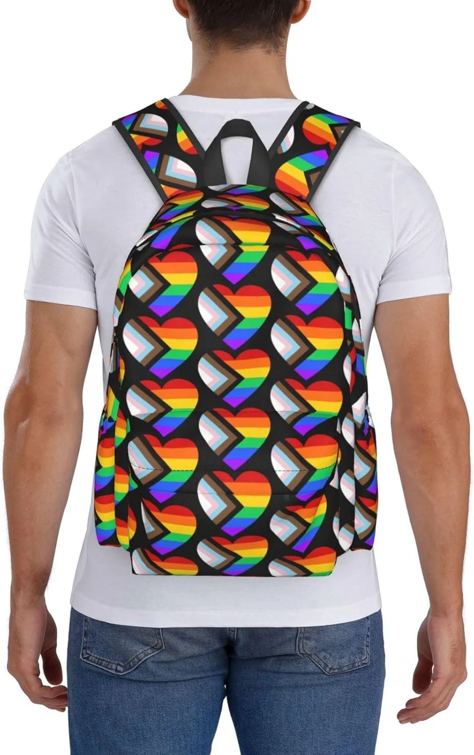 Lgbt Pride Rainbow Gay Allyship Heart Laptop Backpack Shoulder Bag Laptop Pack Travel Backpacks Commuter Back Pack Casual Daypack Bags With Side Pockets