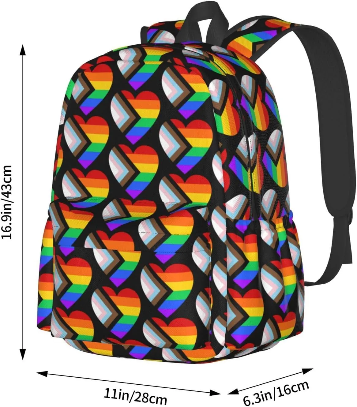 Lgbt Pride Rainbow Gay Allyship Heart Laptop Backpack Shoulder Bag Laptop Pack Travel Backpacks Commuter Back Pack Casual Daypack Bags With Side Pockets