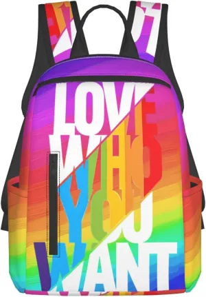 LGBT Rainbow Gay Pride Love Who You Want Travel Laptop Backpack Casual Backpacks Double Shoulder Daypack Notebook Rucksack Work Bags Sports Bag for Gym Hiking Camping Beach