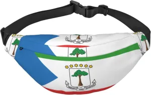 Lightweight Fanny Pack for Running Hiking, Flag of Equatorial Guinea Print Big Waist Pack Sling Bag for Workout Travel