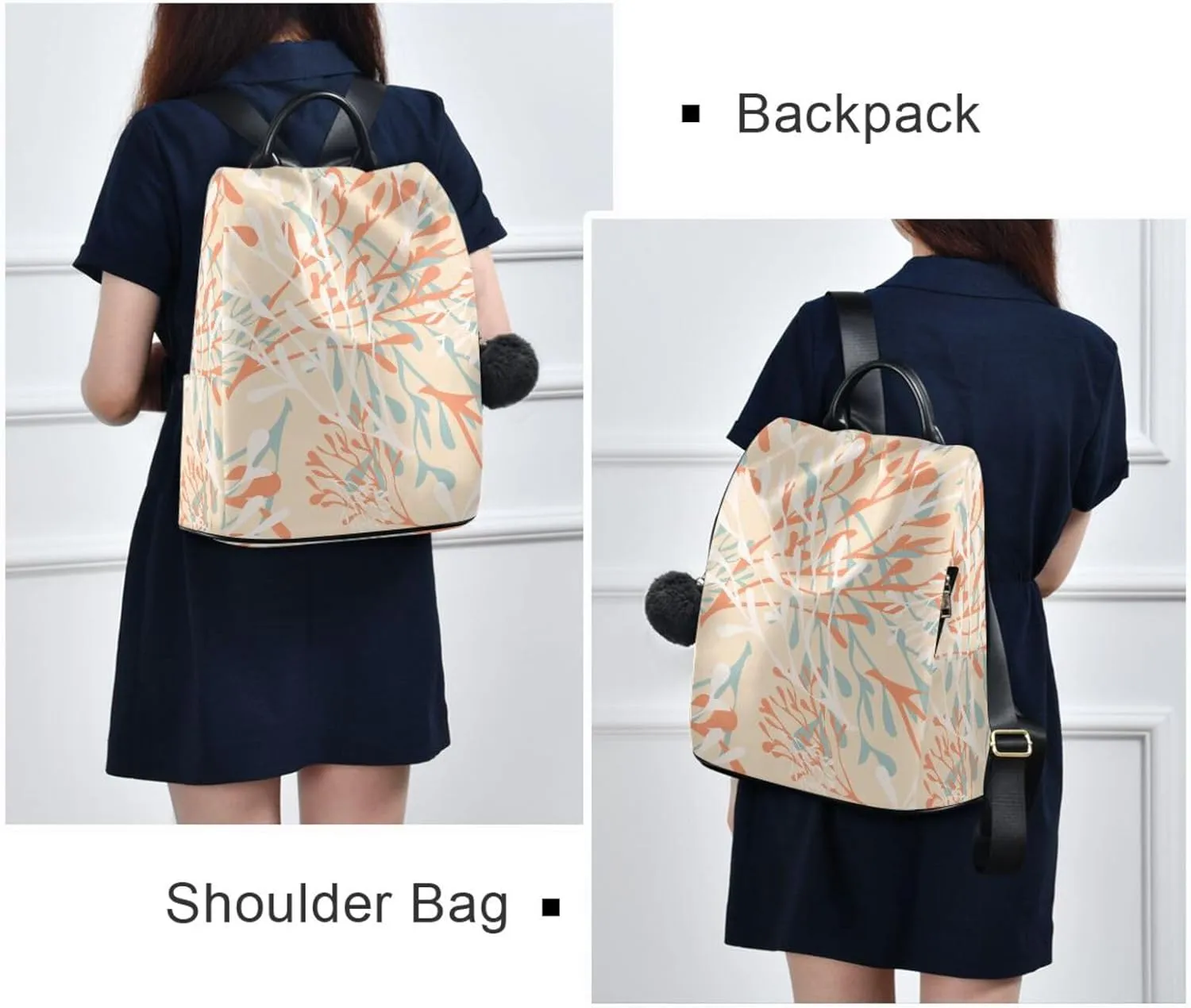 Lightweight Women Backpack Purse Shoulder Bag Casual Daypack Anti-theft Zipper With Pockets 13.4 X 5.9 X 15in Pattern 3