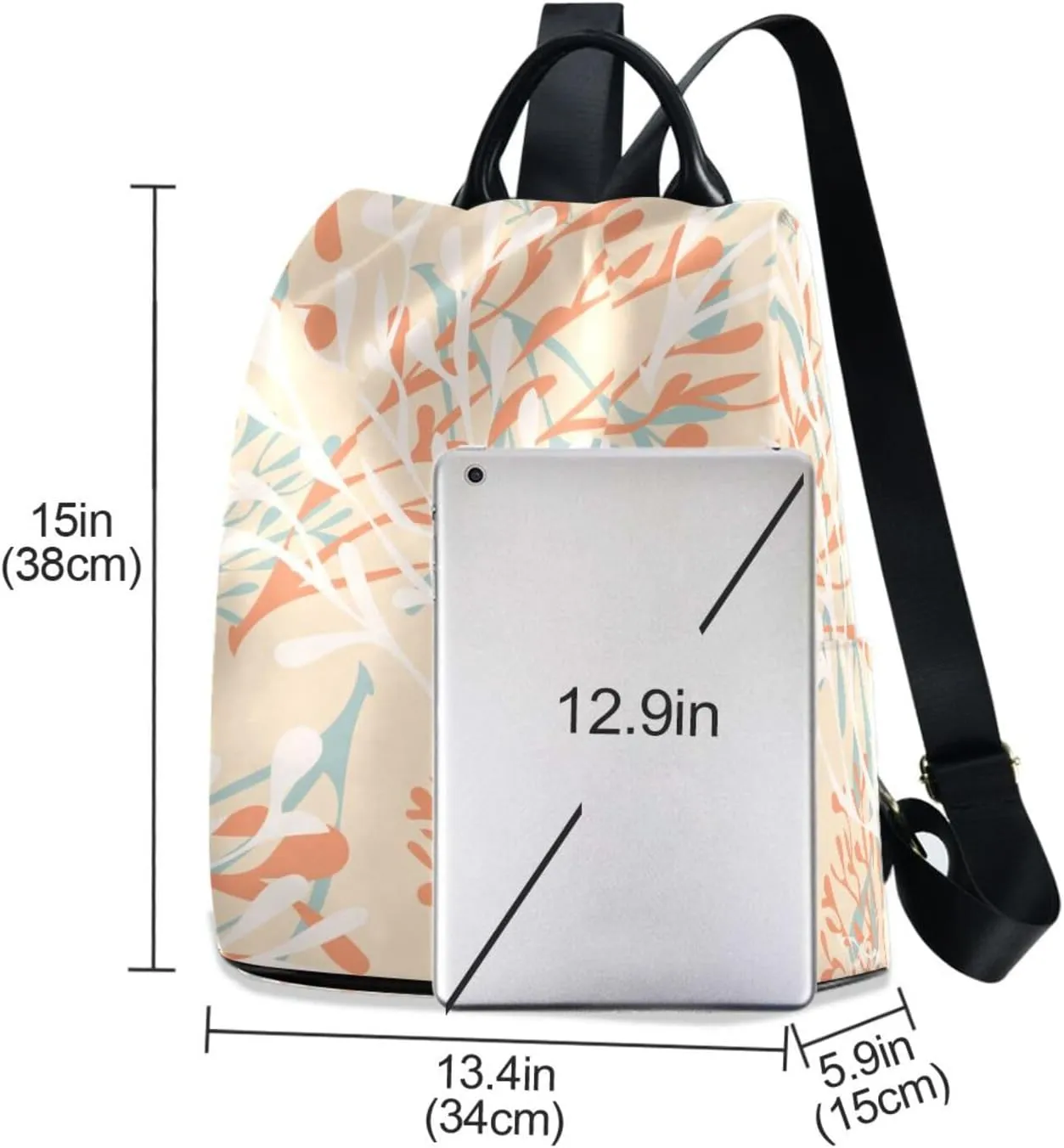 Lightweight Women Backpack Purse Shoulder Bag Casual Daypack Anti-theft Zipper With Pockets 13.4 X 5.9 X 15in Pattern 3