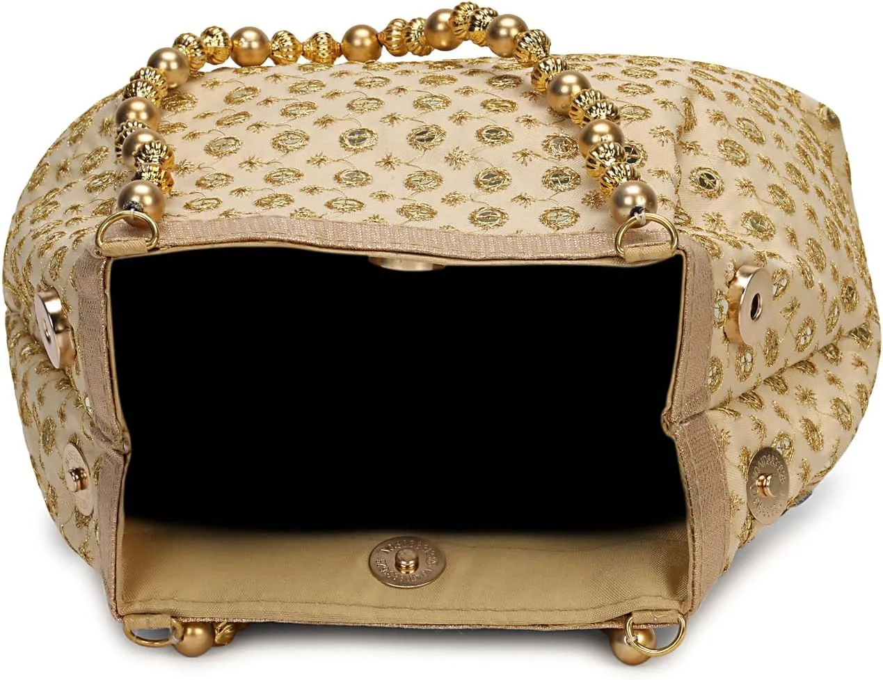 LONGING TO BUY Potli Bags for Women Embroidered Evening Purses with Gold Pearl Handle, Indian Women Potli Bags for Wedding