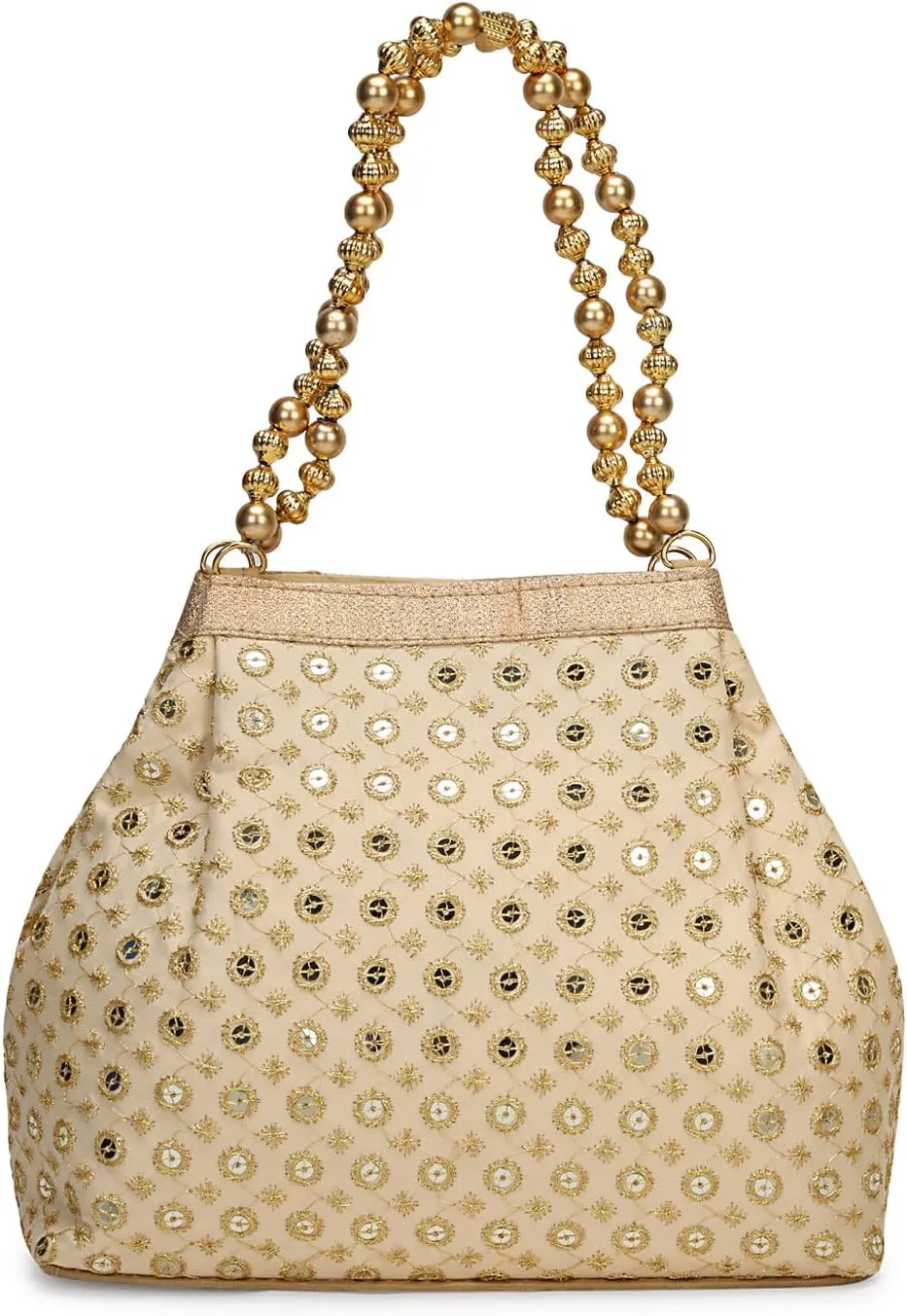 LONGING TO BUY Potli Bags for Women Embroidered Evening Purses with Gold Pearl Handle, Indian Women Potli Bags for Wedding