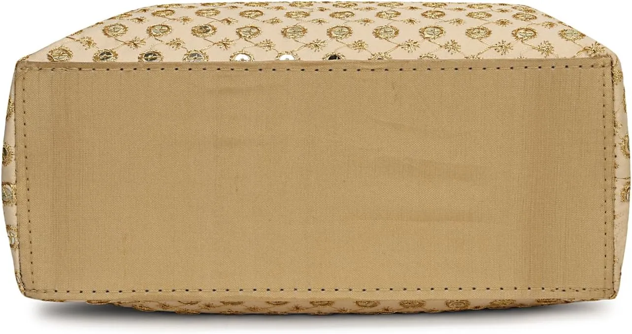 LONGING TO BUY Potli Bags for Women Embroidered Evening Purses with Gold Pearl Handle, Indian Women Potli Bags for Wedding