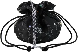 LONI British Hand Made Fantasy Suede Velvet Drawstring Clutch Shoulder Cross-body Bag