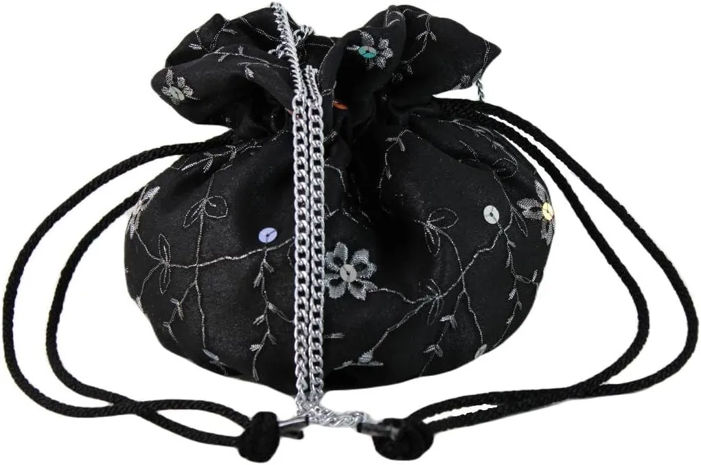 LONI British Hand Made Fantasy Suede Velvet Drawstring Clutch Shoulder Cross-body Bag