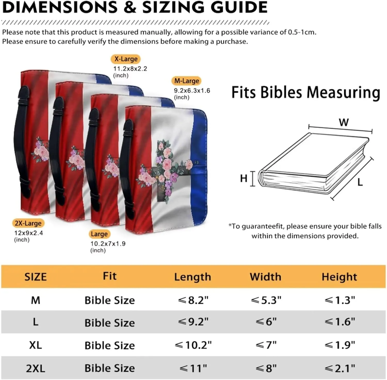 Lotusorchid Netherlands Dutch Flag Bible Cover Case with Leather Keychain, Cross Print Bible Tote Bag Bible Book Cover Bible Carrying Case for Bible Study, Large Church Bag Bible Accessories, Size XL