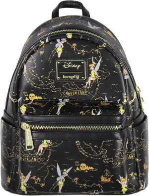 Loungefly Disney Tinkerbell Neverland Treasure Map All-Over Print Little Bit Of Pixie Dust Mini Backpack