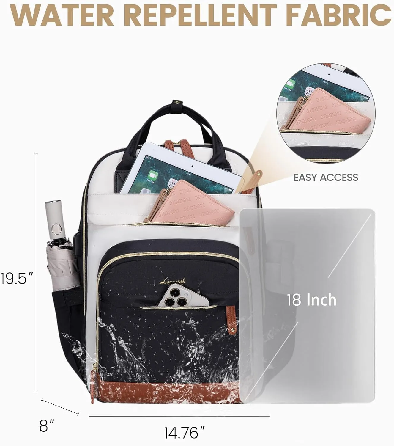 LOVEVOOK Laptop Backpack Women,Large Capacity 18.4 inch Laptop Bag Travel Backpack for Women,Computer Work College Teacher Backpacks with USB Port,Waterproof Personal Item Backpack Casual Daypack