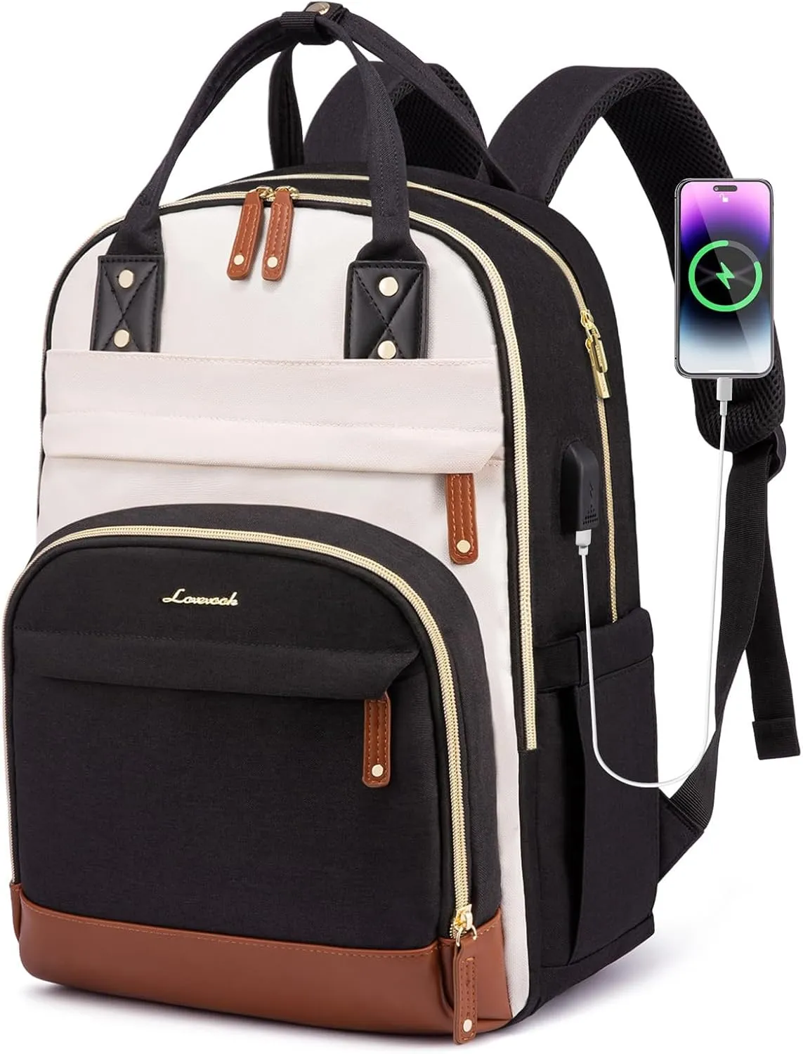LOVEVOOK Laptop Backpack Women,Large Capacity 18.4 inch Laptop Bag Travel Backpack for Women,Computer Work College Teacher Backpacks with USB Port,Waterproof Personal Item Backpack Casual Daypack