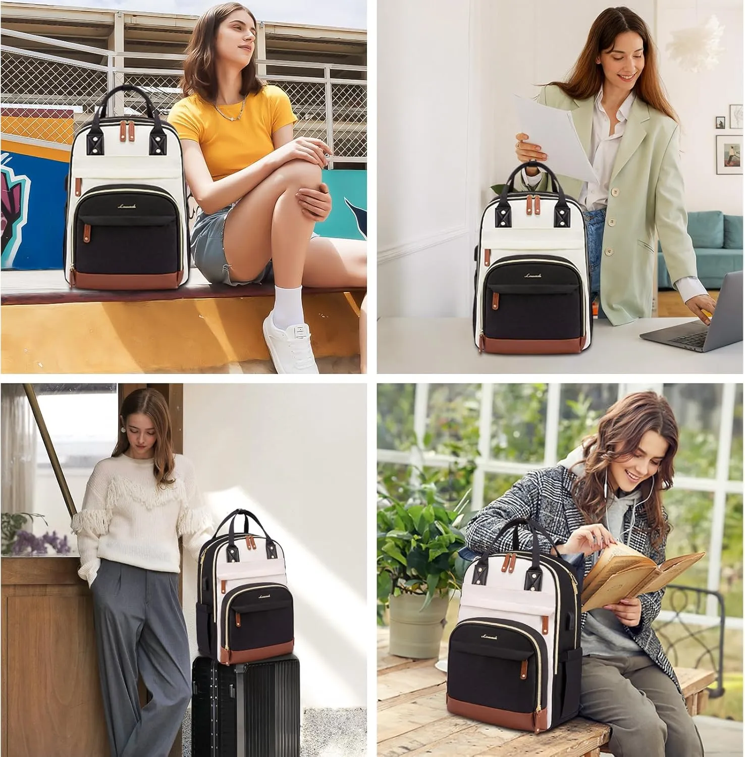 LOVEVOOK Laptop Backpack Women,Large Capacity 18.4 inch Laptop Bag Travel Backpack for Women,Computer Work College Teacher Backpacks with USB Port,Waterproof Personal Item Backpack Casual Daypack